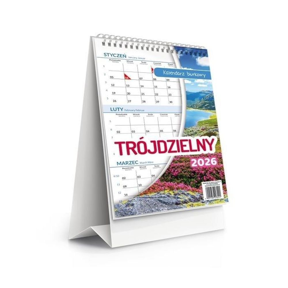 Kalendarz 2026 biurkowy trójdzielny Lux