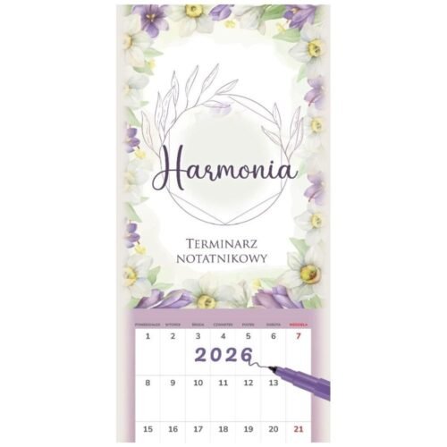 Kalendarz 2026 notatnikowy 46x22cm Harmonia