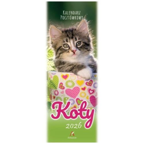 Kalendarz 2026 pocztówkowy 12,5x33cm Koty