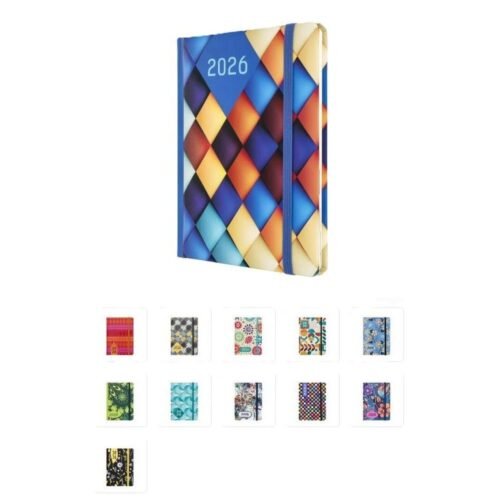 Terminarz 2026 tygod. 13x18,4cm z gumką MIX