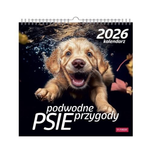 Kalendarz 2026 wieloplanszowy kwadrat Psy pod wodą