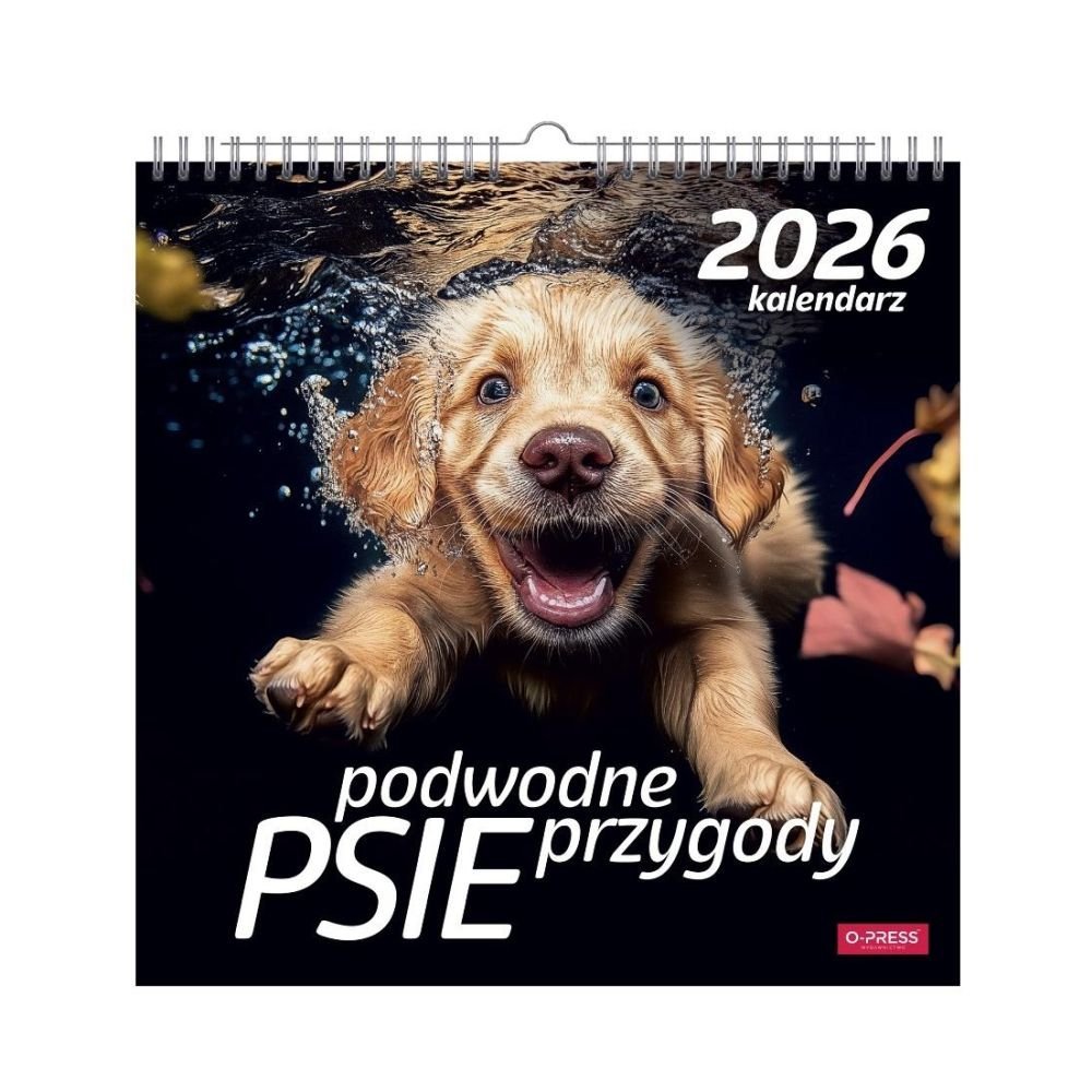 Kalendarz 2026 wieloplanszowy kwadrat Psy pod wodą