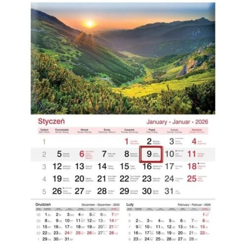 Kalendarz 2026 ścienny jednodzielny Góry