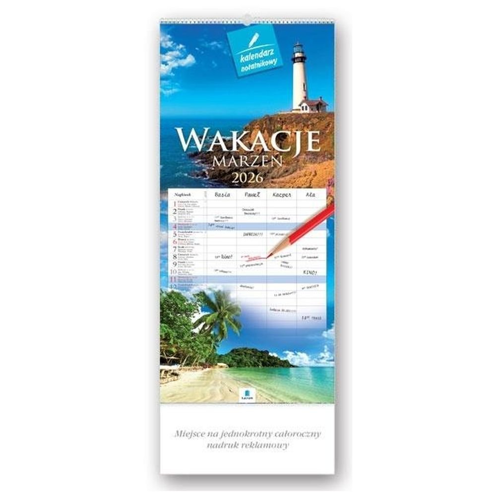 Kalendarz 2026 notatnikowy Wakacje marzeń