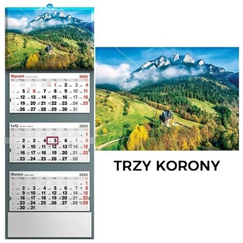 Kalendarz 2026 trójdzielny Trzy Korony