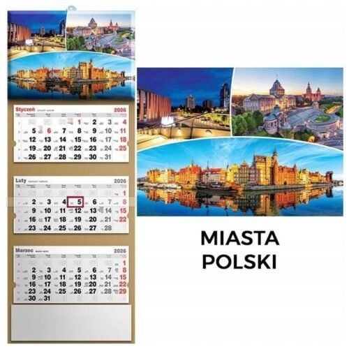 Kalendarz 2026 trójdzielny panorama polski