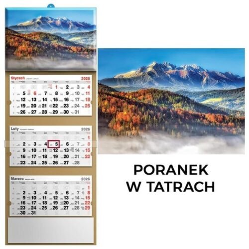 Kalendarz 2026 trójdzielny poranek w tartrach