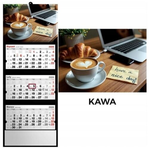 Kalendarz 2026 trójdzielny kawa