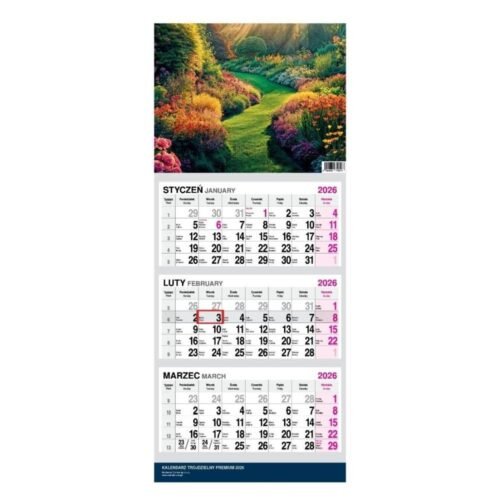 Kalendarz 2026 Trójdzielny Twarda Główka Ogród