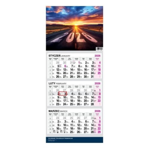 Kalendarz 2026 Trójdzielny Twarda Główka Droga