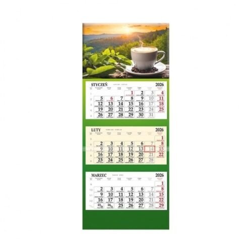 Kalendarz 2026 trójdzielny Kawa