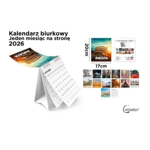 Kalendarz 2026 biurkowy 17x20cm Miasta świata