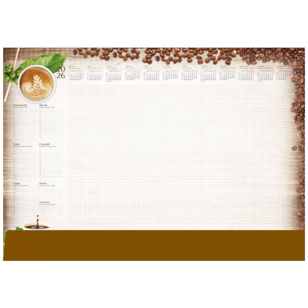 Planer 2026 A2 z listwą Kawa