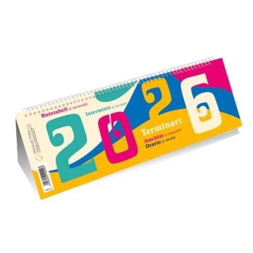 Kalendarz 2026 poziomy ze spiralką kolory