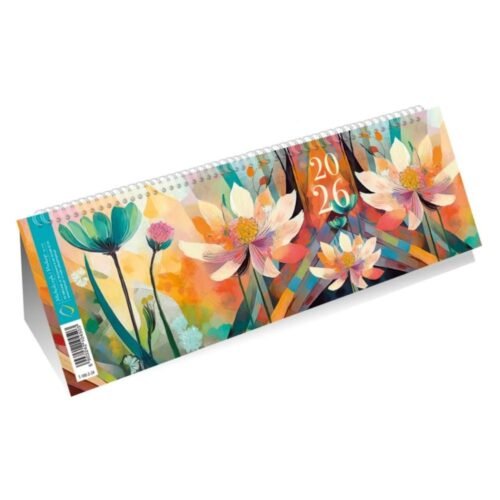 Kalendarz 2026 poziomy ze spiralką kwiaty