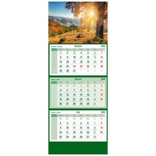 Kalendarz 2026 trójdzielny Jesień