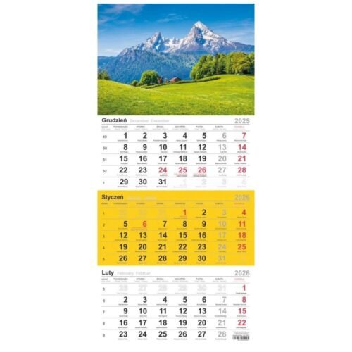 Kalendarz 2026 trójdzielny Góry