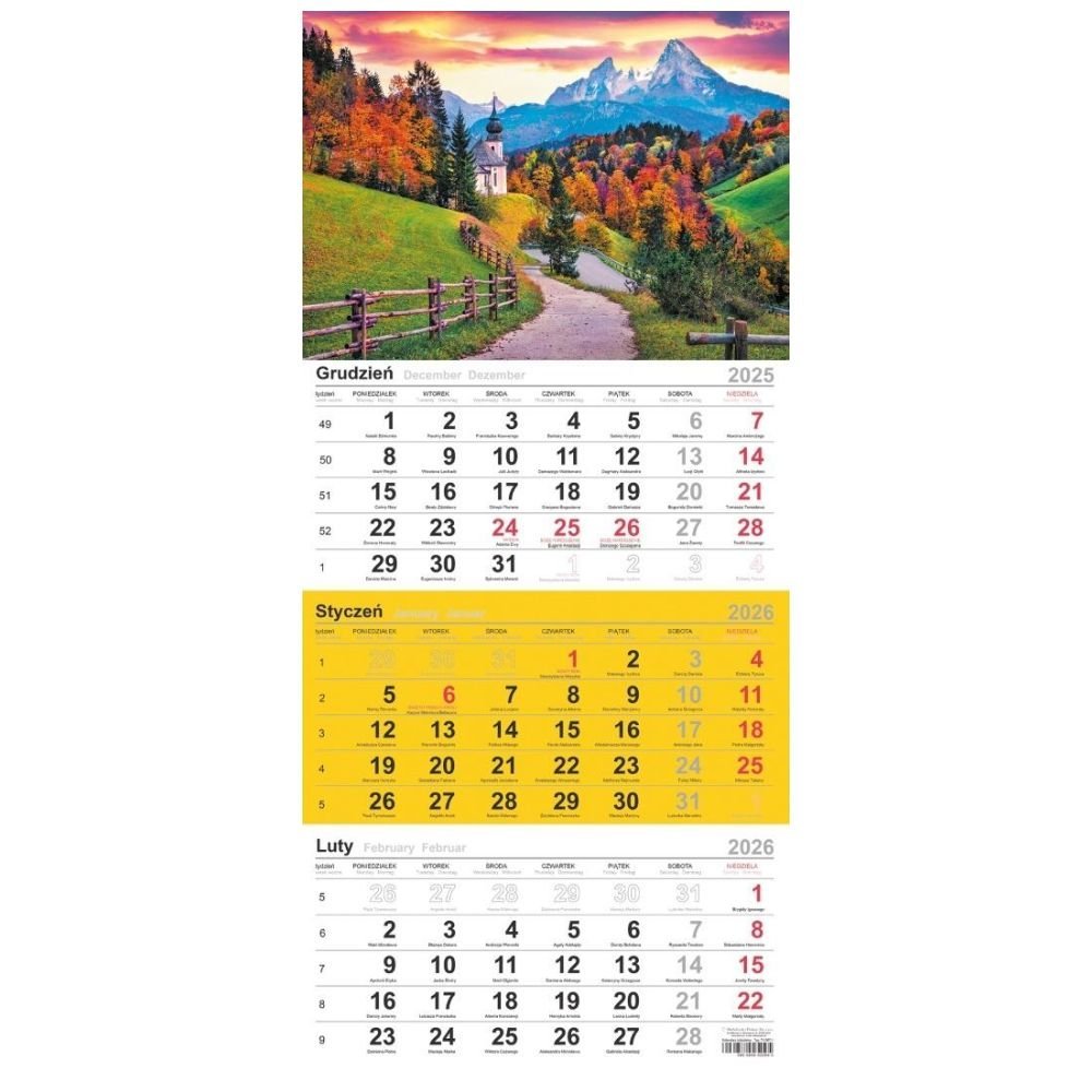 Kalendarz 2026 trójdzielny Droga