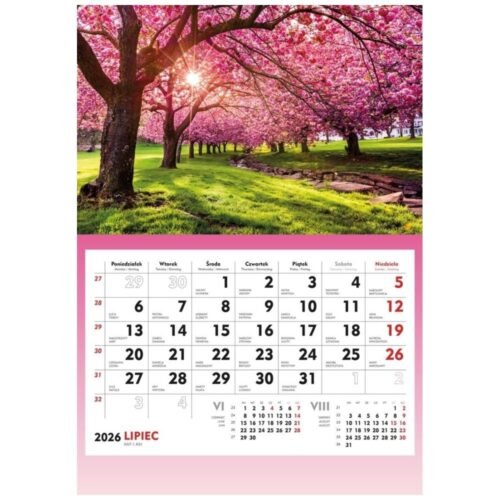 Kalendarz 2026 ścienny Kwitnące drzewa