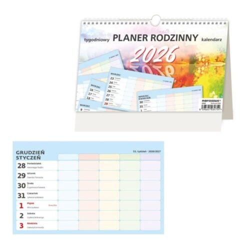 Kalendarz 2026 tygodniowy Planer Rodzinny HELMA
