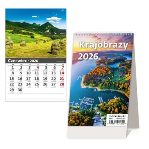 Kalendarz 2026 biurkowy pionowy miesięczny HELMA