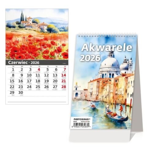 Kalendarz 2026 biurkowy pionowy miesięczny HELMA