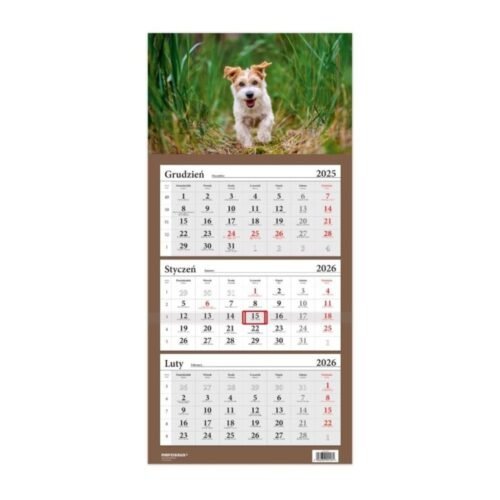 Kalendarz 2026 trójdzielny Pies terier HELMA