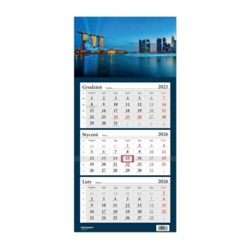 Kalendarz 2026 trójdzielny Lux Singapur HELMA
