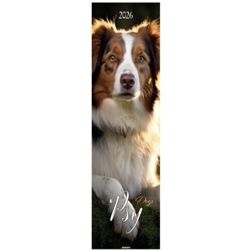 Kalendarz 2026 ścienny paskowy 13x46cm Psy