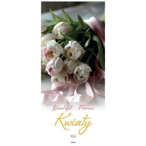 Kalendarz 2026 ścienny paskowy 22x49cm Kwiaty