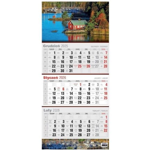 Kalendarz 2026 trójdzielny płaski MIX