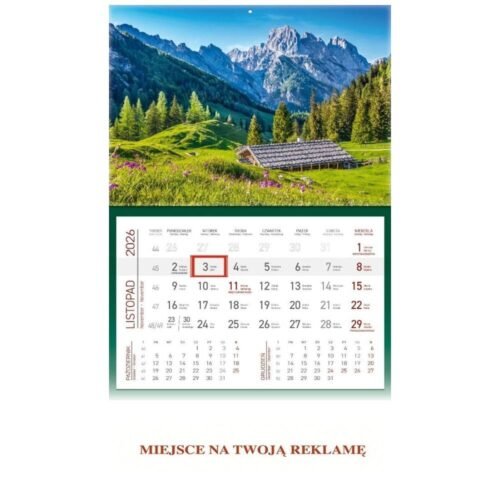 Kalendarz 2026 ścienny jednodzielny Góry
