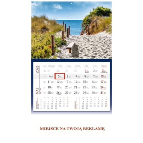 Kalendarz 2026 ścienny jednodzielny Morze