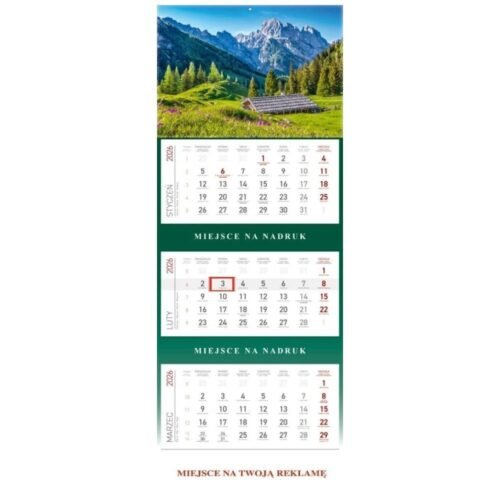 Kalendarz 2026 ścienny trójdzielny Góry