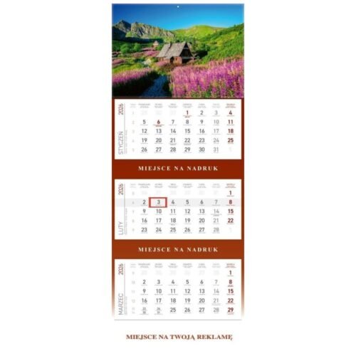 Kalendarz 2026 ścienny trójdzielny Hala...