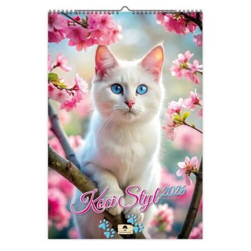 Kalendarz 2026 A3 ścienny jednostronny koci styl