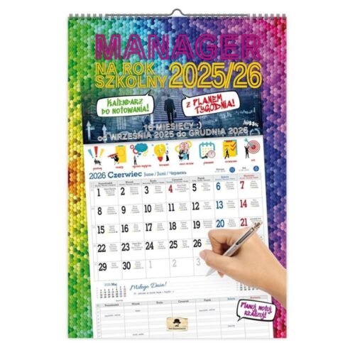 Kalendarz 2026 A3 ścienny manager szkolny