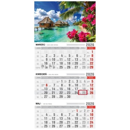 Kalendarz 2026 trójdzielny ekonomiczny tropiki