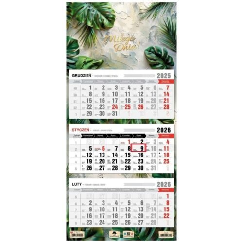 Kalendarz 2026 trójdzielny płaska główka glamour