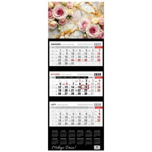 Kalendarz 2026 trójdzielny premium vintage