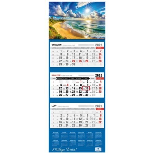 Kalendarz 2026 trójdzielny premium ocean