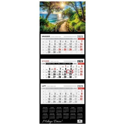 Kalendarz 2026 trójdzielny premium pejzaż