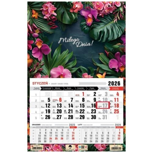 Kalendarz 2026 jednodzielny glamour