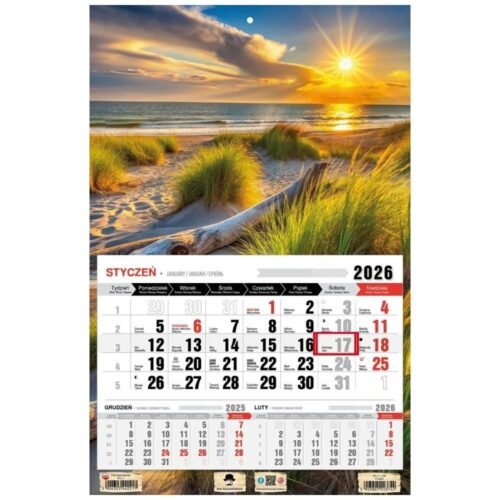 Kalendarz 2026 jednodzielny plaża