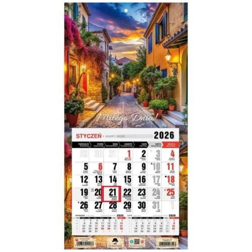 Kalendarz 2026 jednodzielny mini romantico