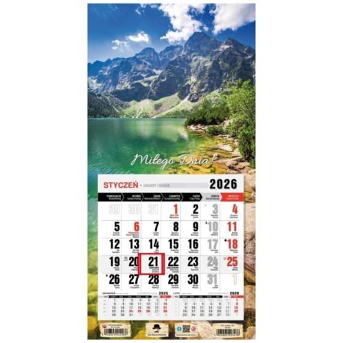 Kalendarz 2026 jednodzielny mini Tatry