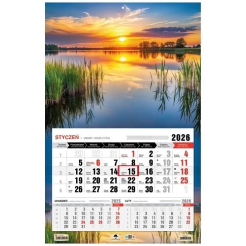 Kalendarz 2026 jednodzielny 3XL Mazury