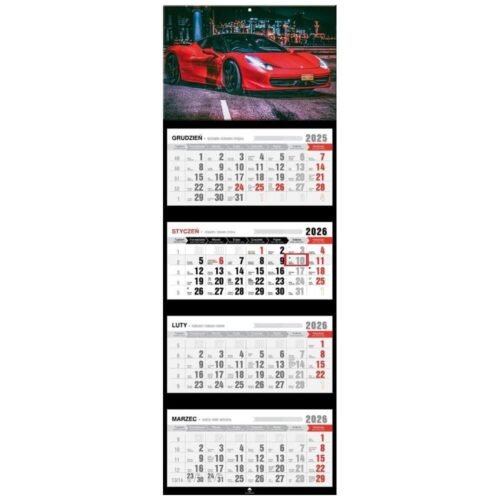 Kalendarz 2026 czterodzieny premium lux car