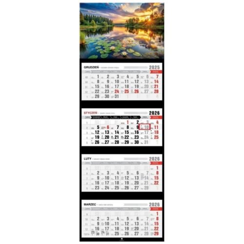 Kalendarz 2026 czterodzielny premium mazury