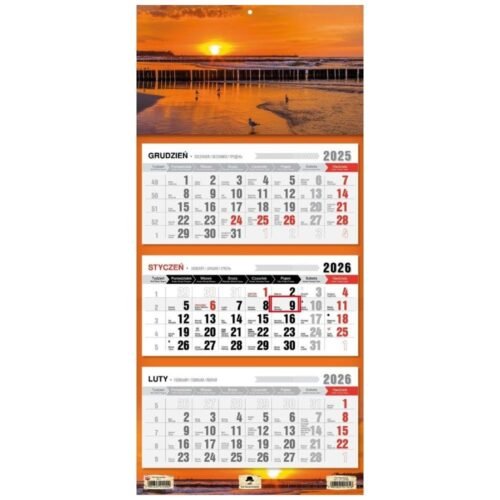 Kalendarz 2026 trójdzielny płaska główka Ustka